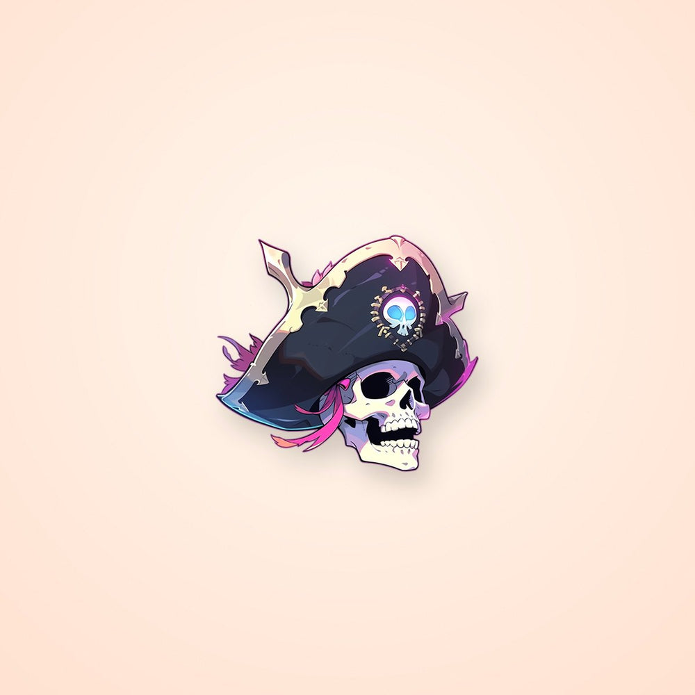 Aesthetic Skull in Pirate Hat Sticker