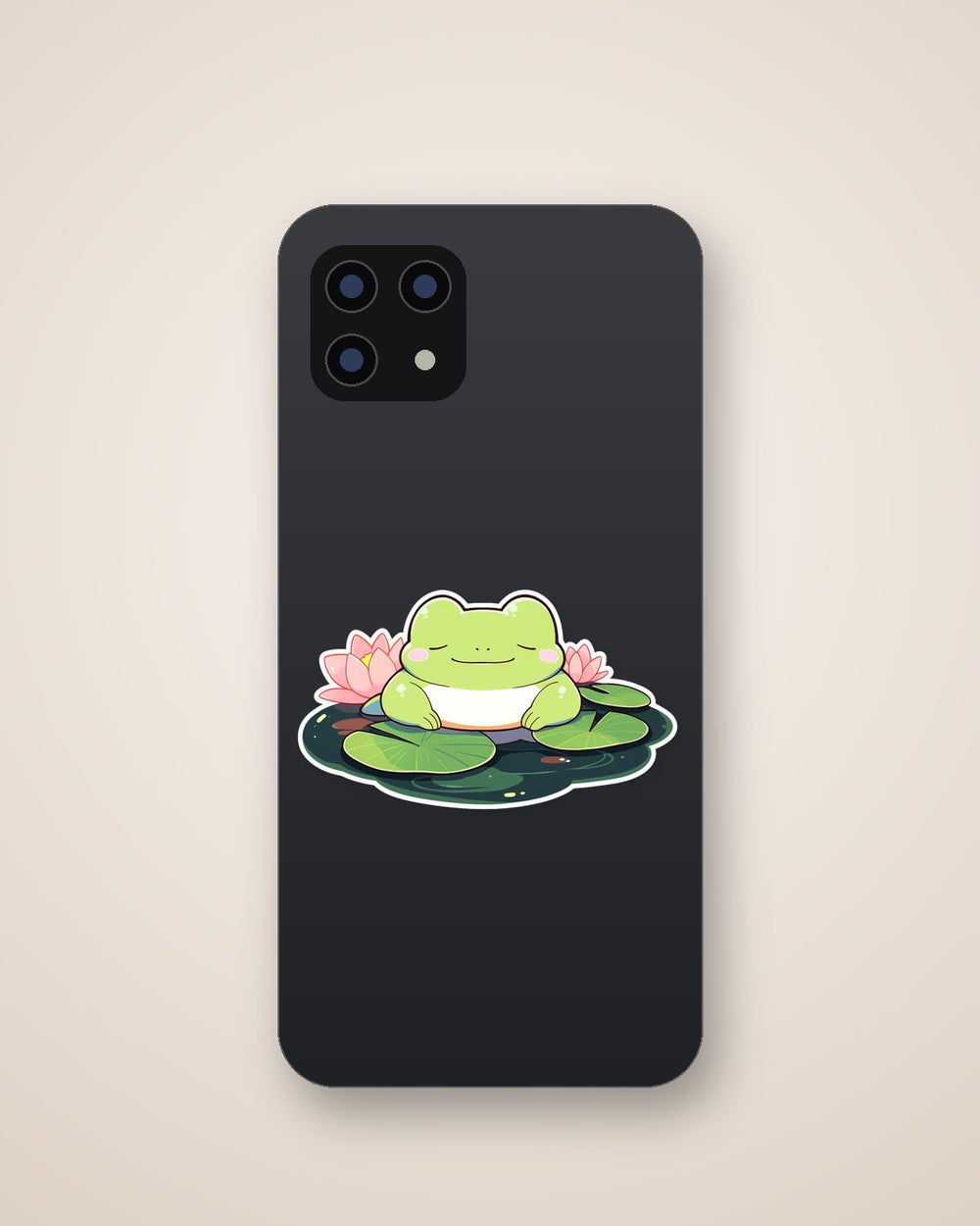 Cute Frog Sitting on Lily Pads Sticker