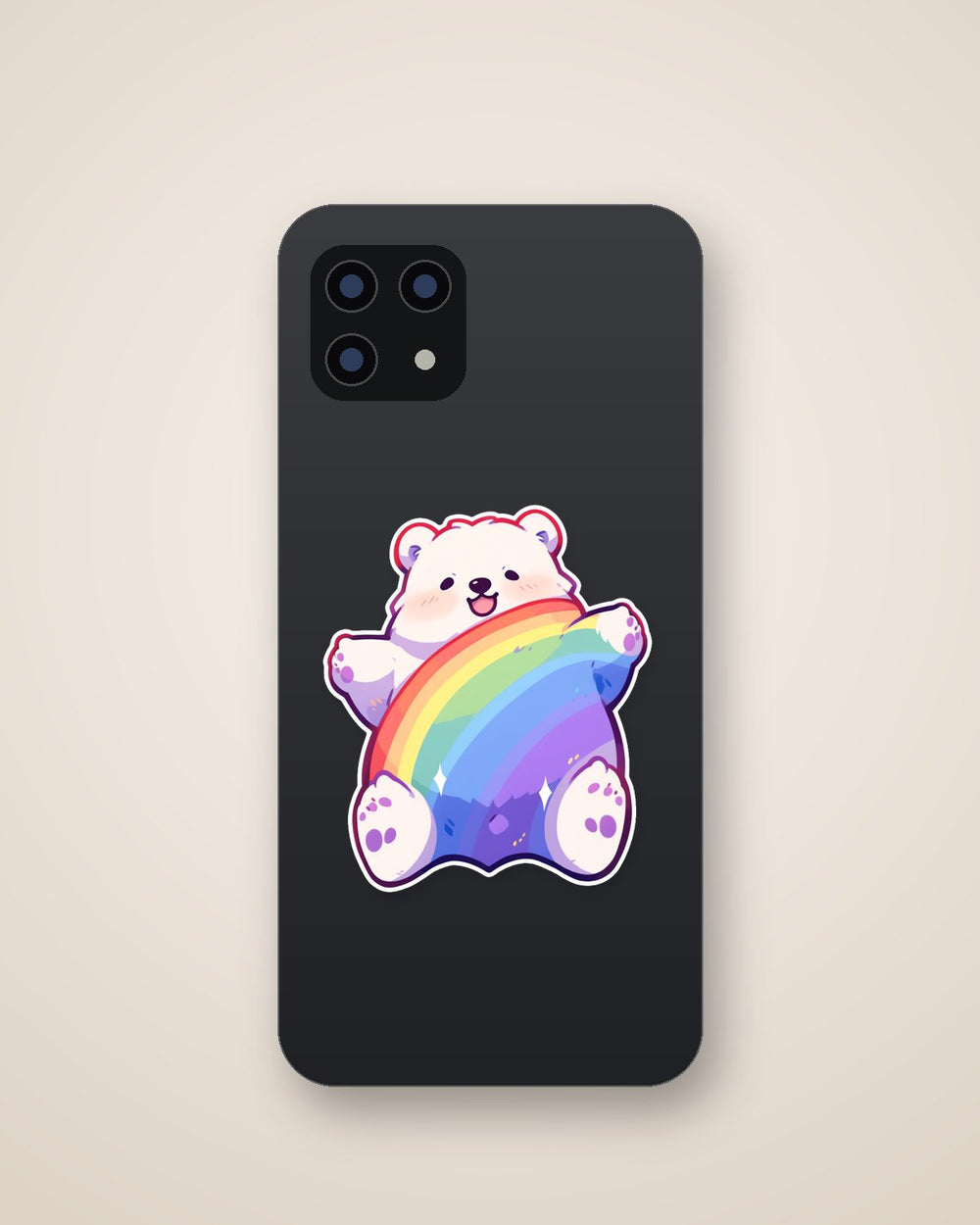 Cute Rainbow Bear Art Sticker