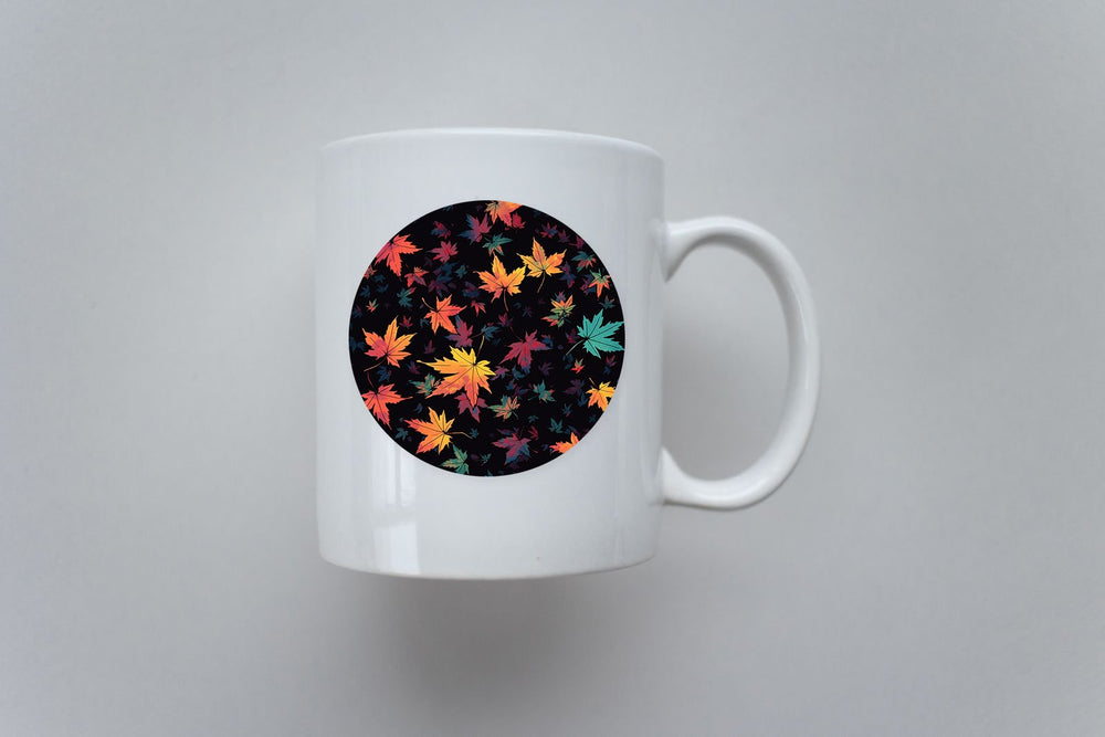 Falling Maple Leaves Round Sticker