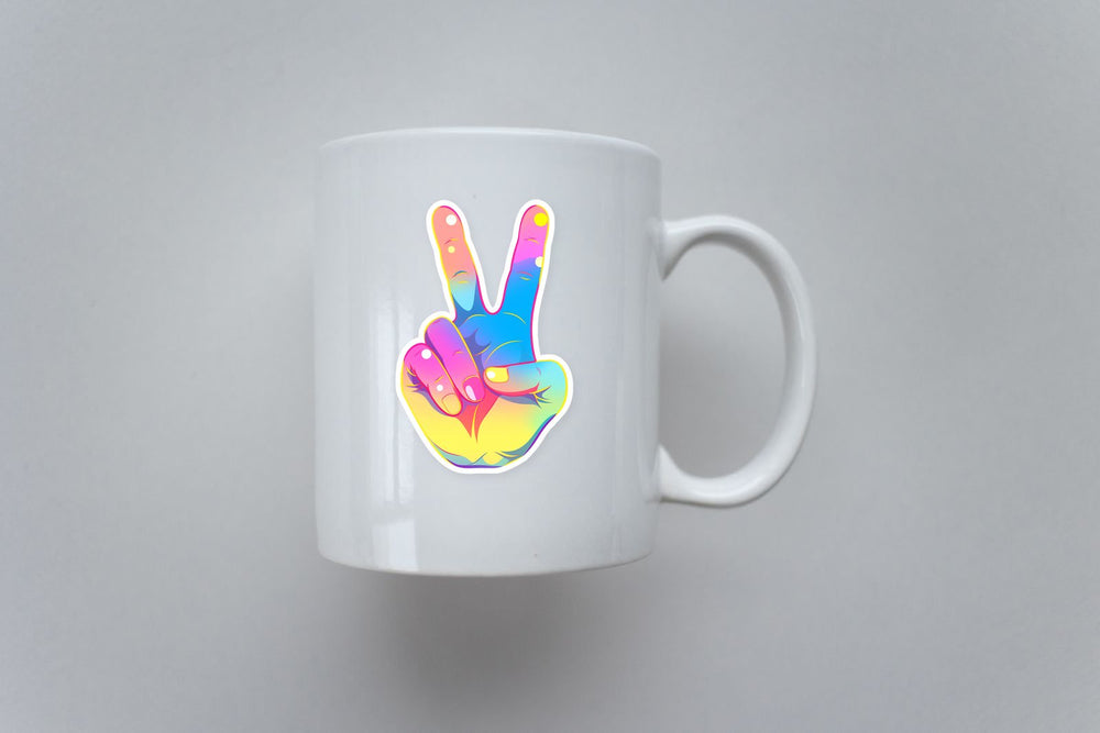 Rainbow Hand Peace Sticker
