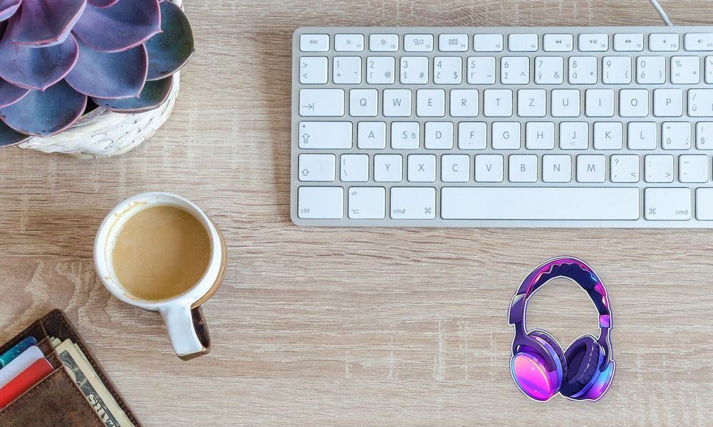 Purple Headphones Aesthetic Sticker