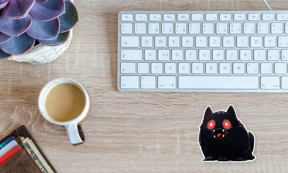 Scary Black Cat with Red Eyes Sticker