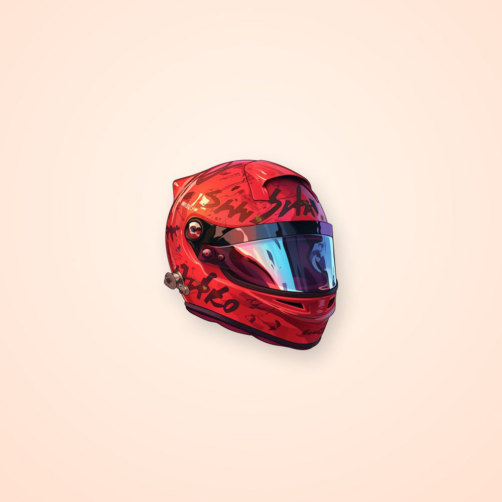 Cool Red Racing Helmet Sticker