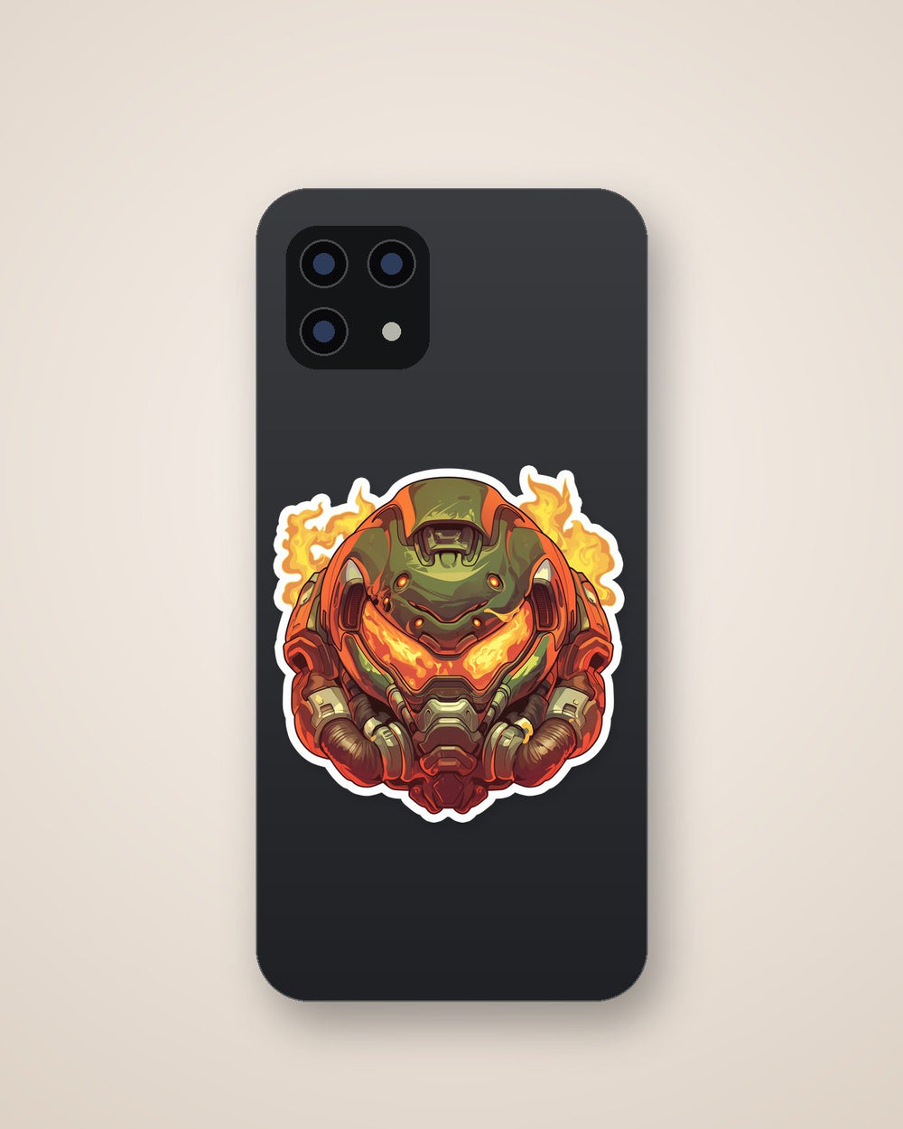 Doom Slayer Flaming Helmet Sticker