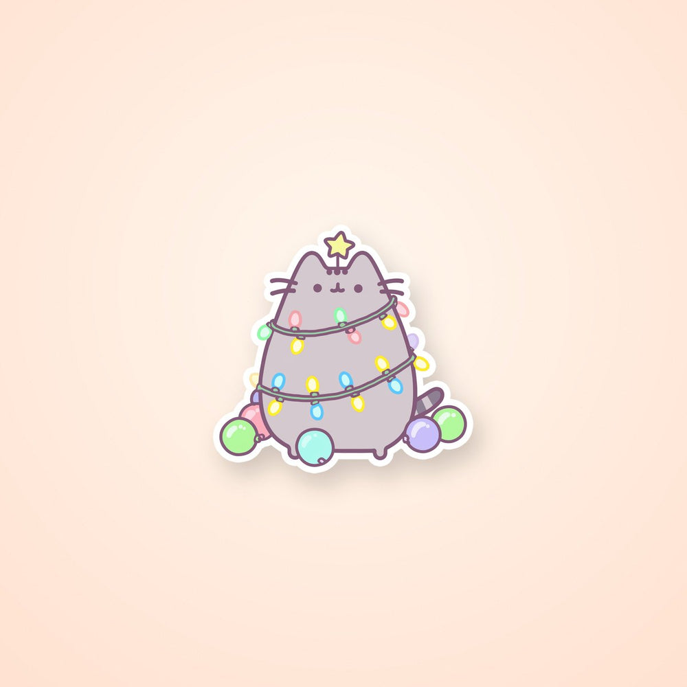 Pusheen Christmas Tree Lights Sticker
