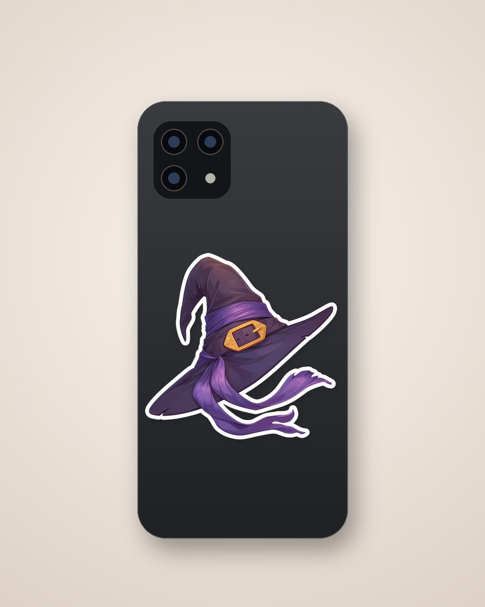 Witch Hat Purple Ribbon Sticker