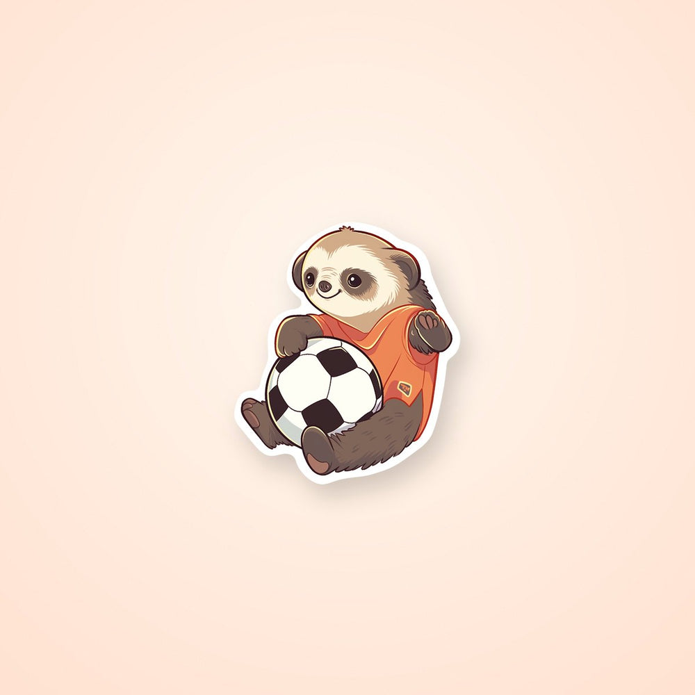 Sloth Sitting with Soccer Ball Sticker