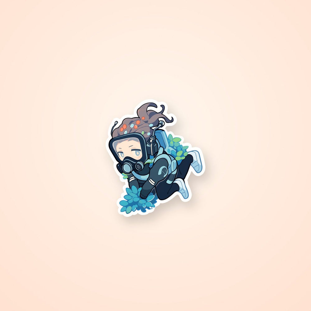 Cute Girl in an Underwater Suit Sticker