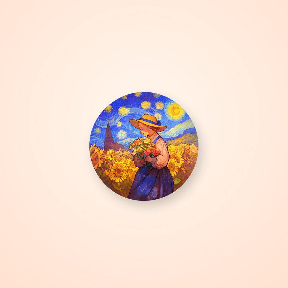 Van Gogh Art Style Girl Sticker