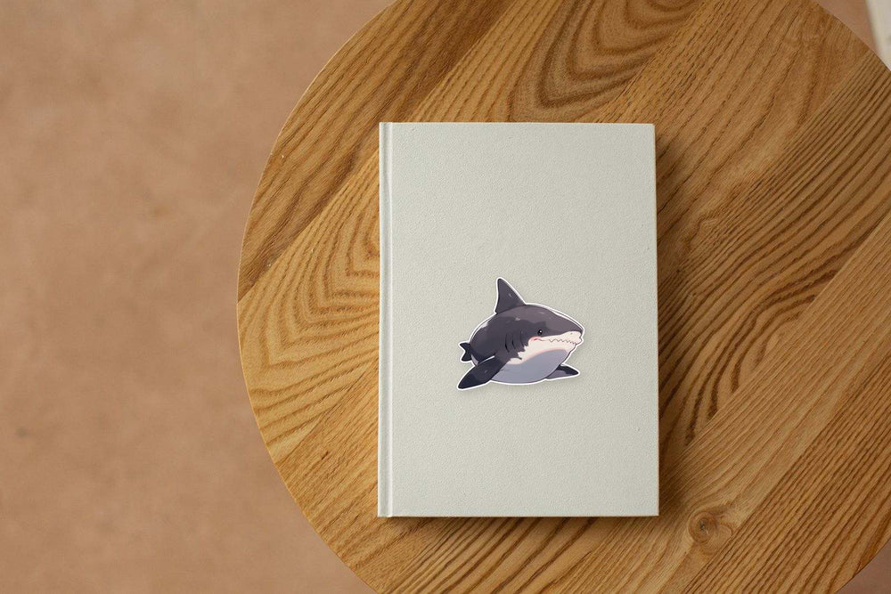 Fat White Shark Cartoon Sticker