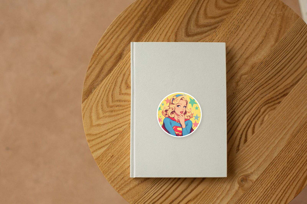 Retro Supergirl Pinup Sticker