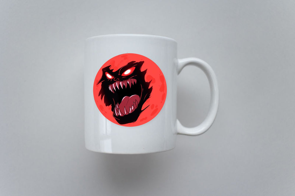 Halloween Red Monster Moon Sticker