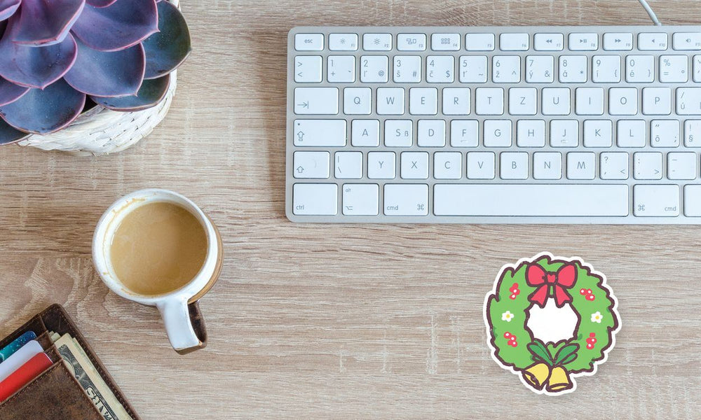 Christmas Holiday Wreath Handdrawn Sticker