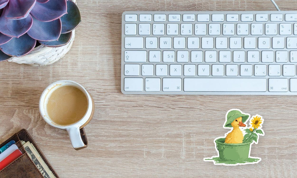 Cute Duckling Bucket Hat Sunflower Aesthetic Sticker