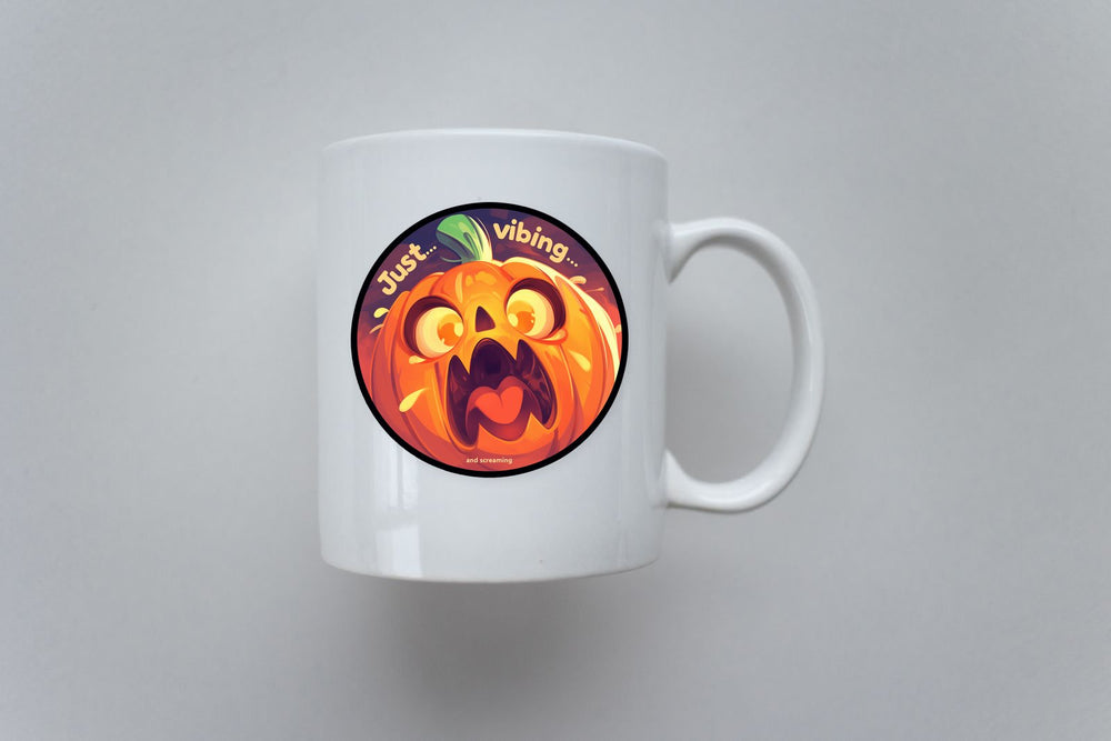 Scared Pumpkin Just Vibing Sticker