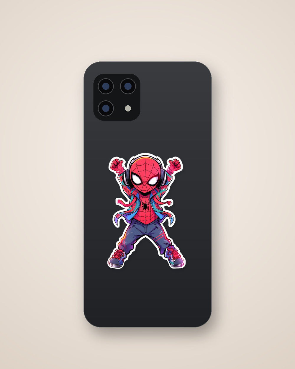Chibi Spider-Man Dancing with Headphones Sticker