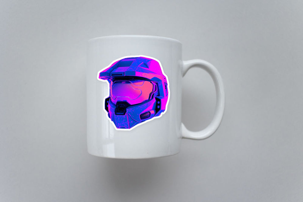 Cyberpunk Master Chief Helmet Neon Sticker