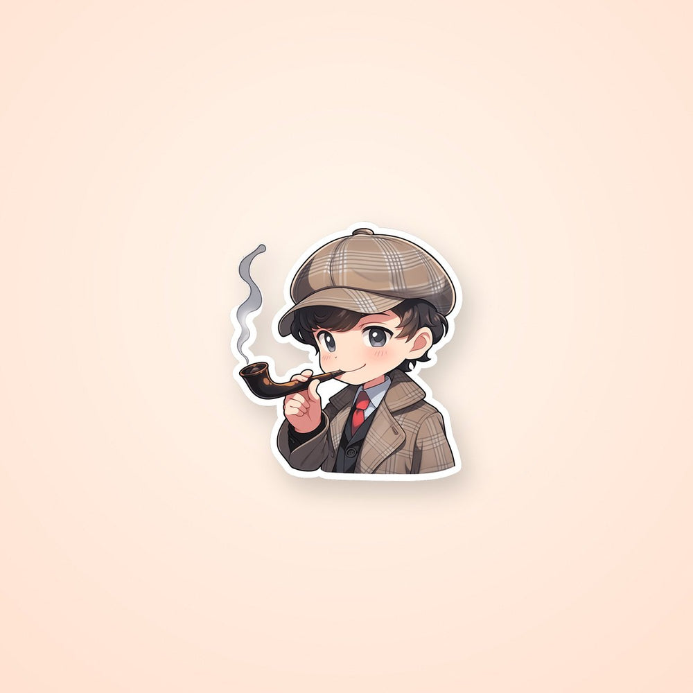 Child Sherlock Holmes with Pipe Sticker