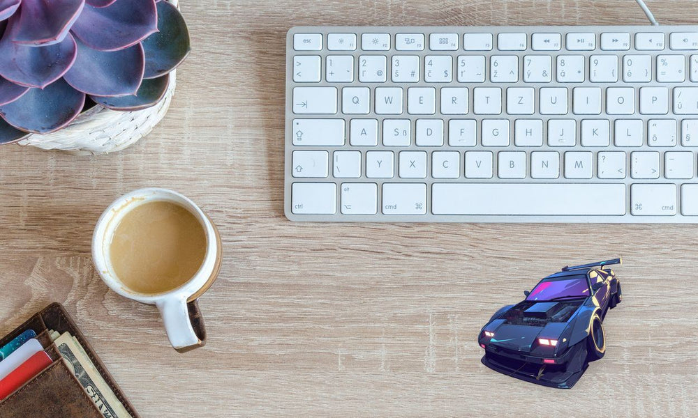 Retrowave Sportscar Art Sticker
