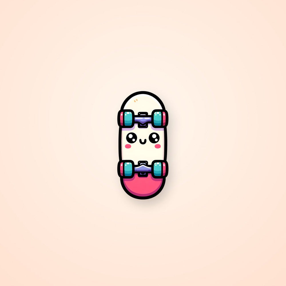 Cute Skateboard Kawaii Face Sticker