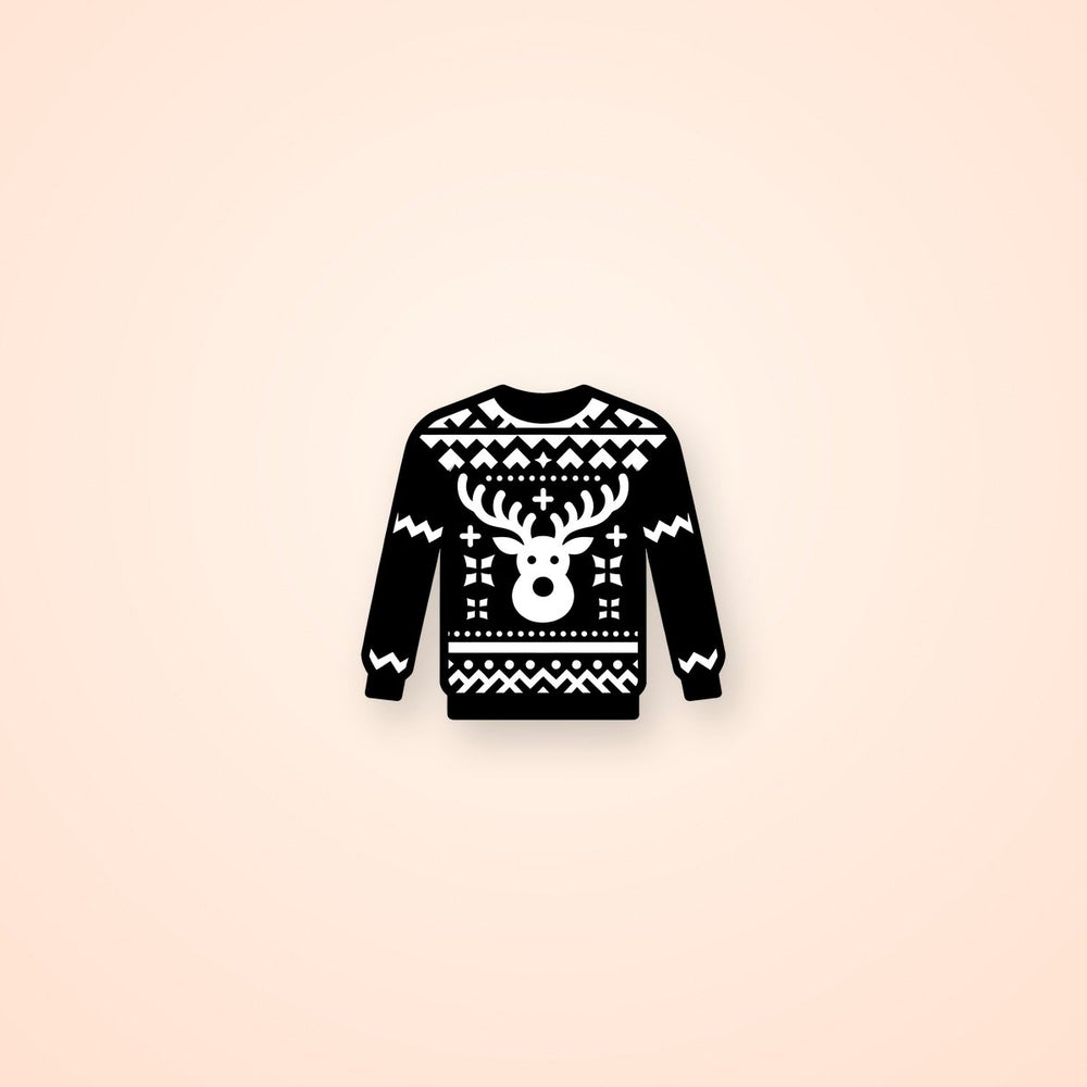 Black and White Ugly Christmas Sweater Deer Sticker