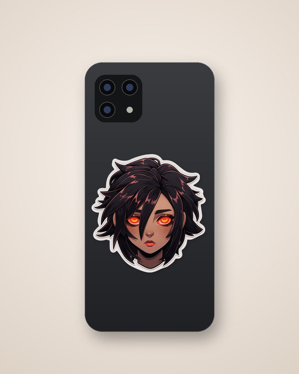 Anime Girl with Glowing Orange Eyes Sticker