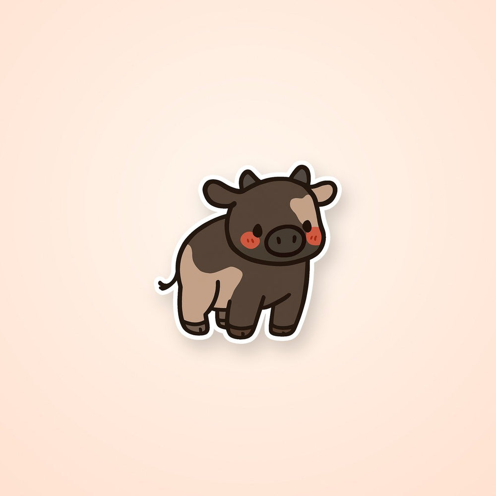 Chibi Brown Cow Sticker