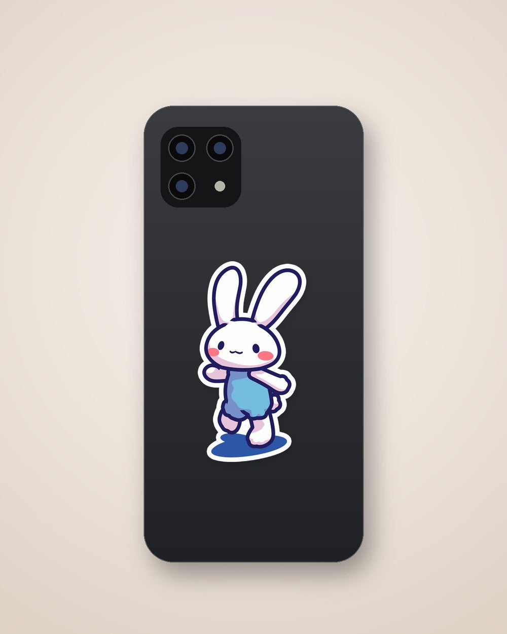 Cute Blue Bunny Kawaii Character Sticker