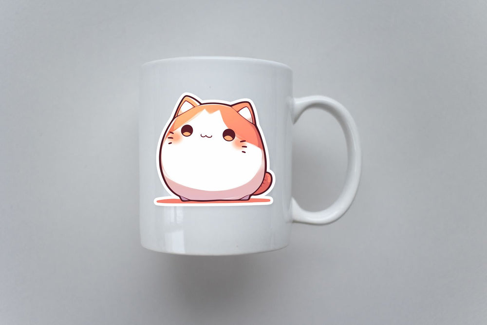 Orange White Bongo Cat Sticker