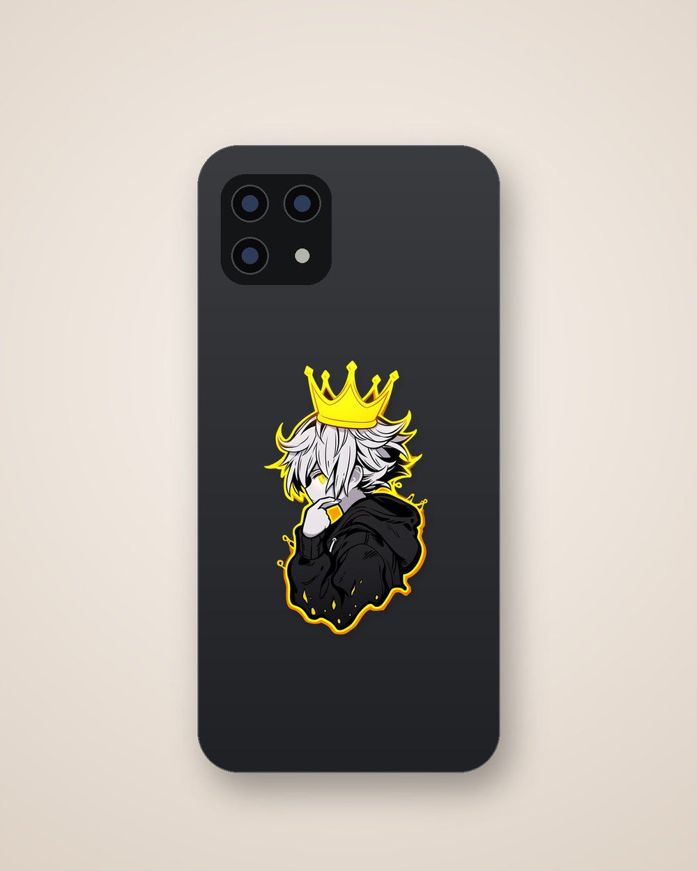 Anime Guy with Crown Yellow Stroke Sticker
