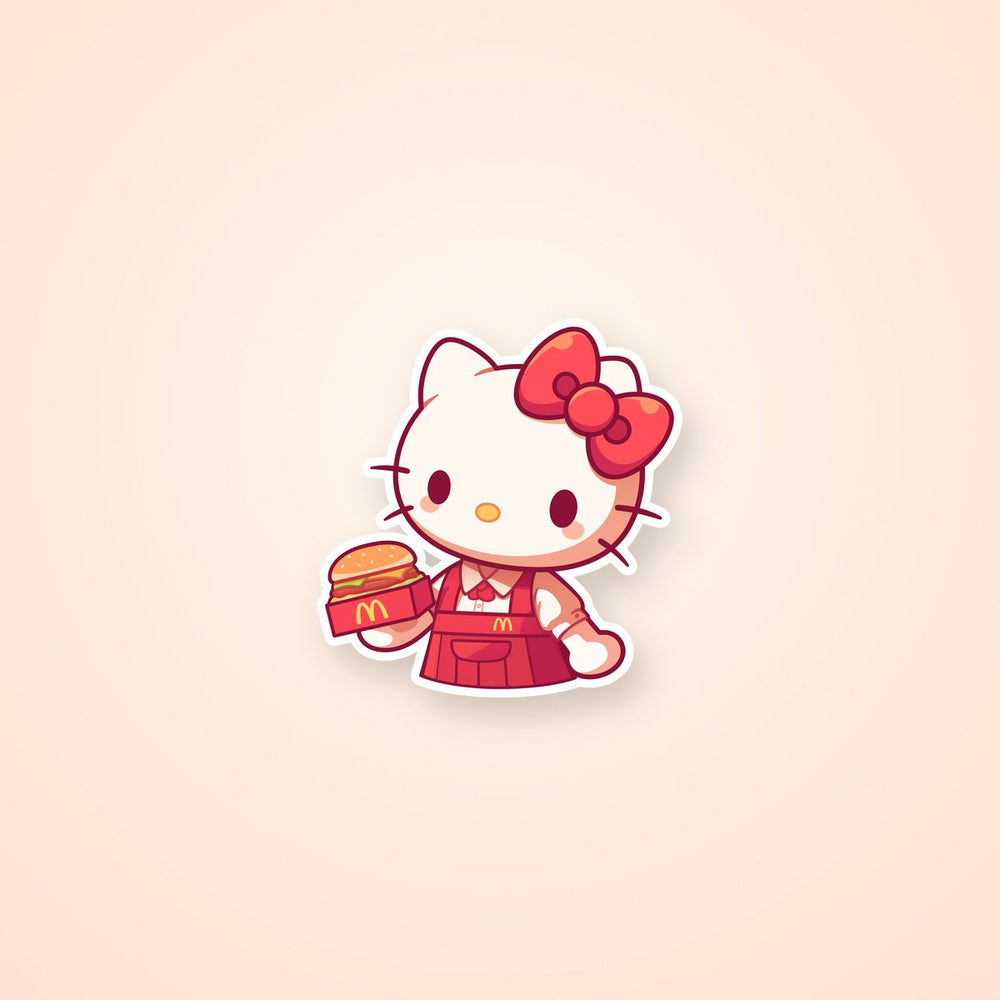 Hello Kitty Mcdonalds Worker Sticker