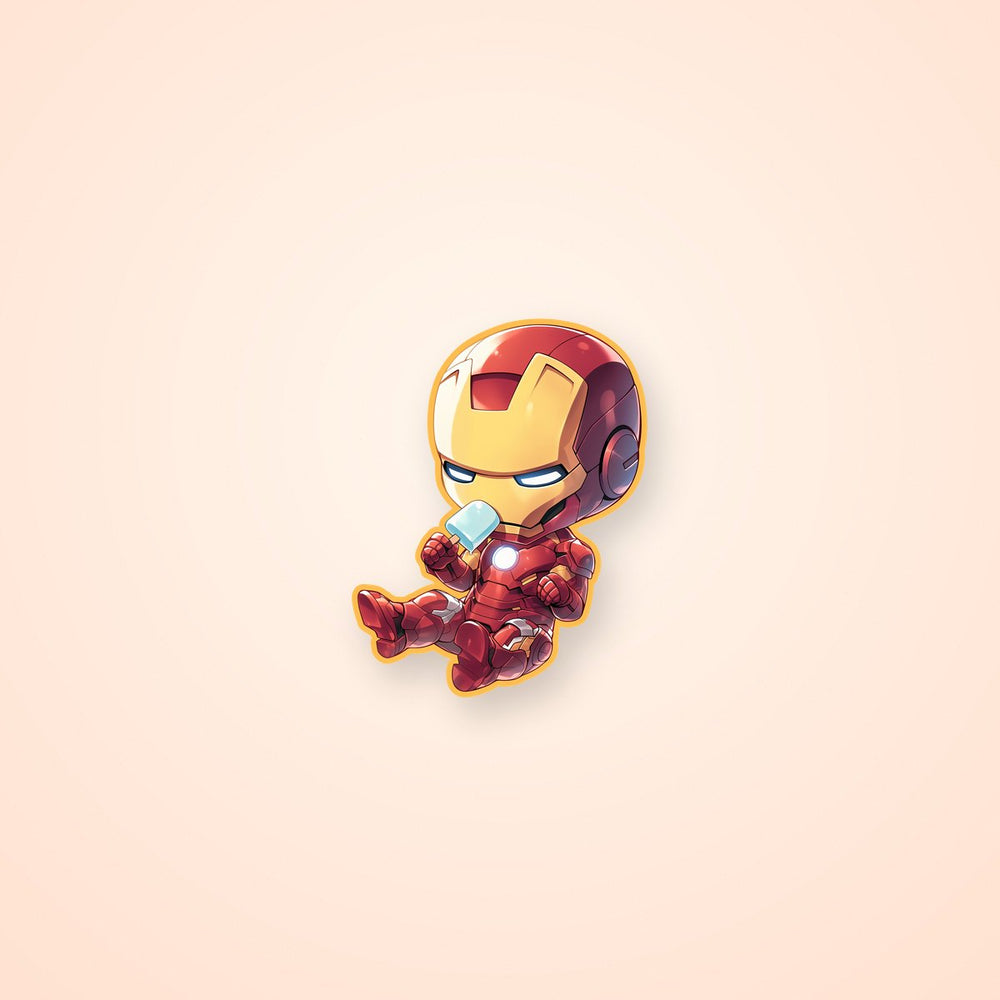Chibi Iron Man Eating Ice Cream Sticker