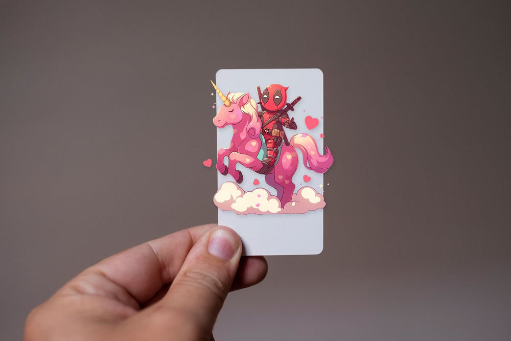 Deadpool Riding Pink Unicorn Sticker