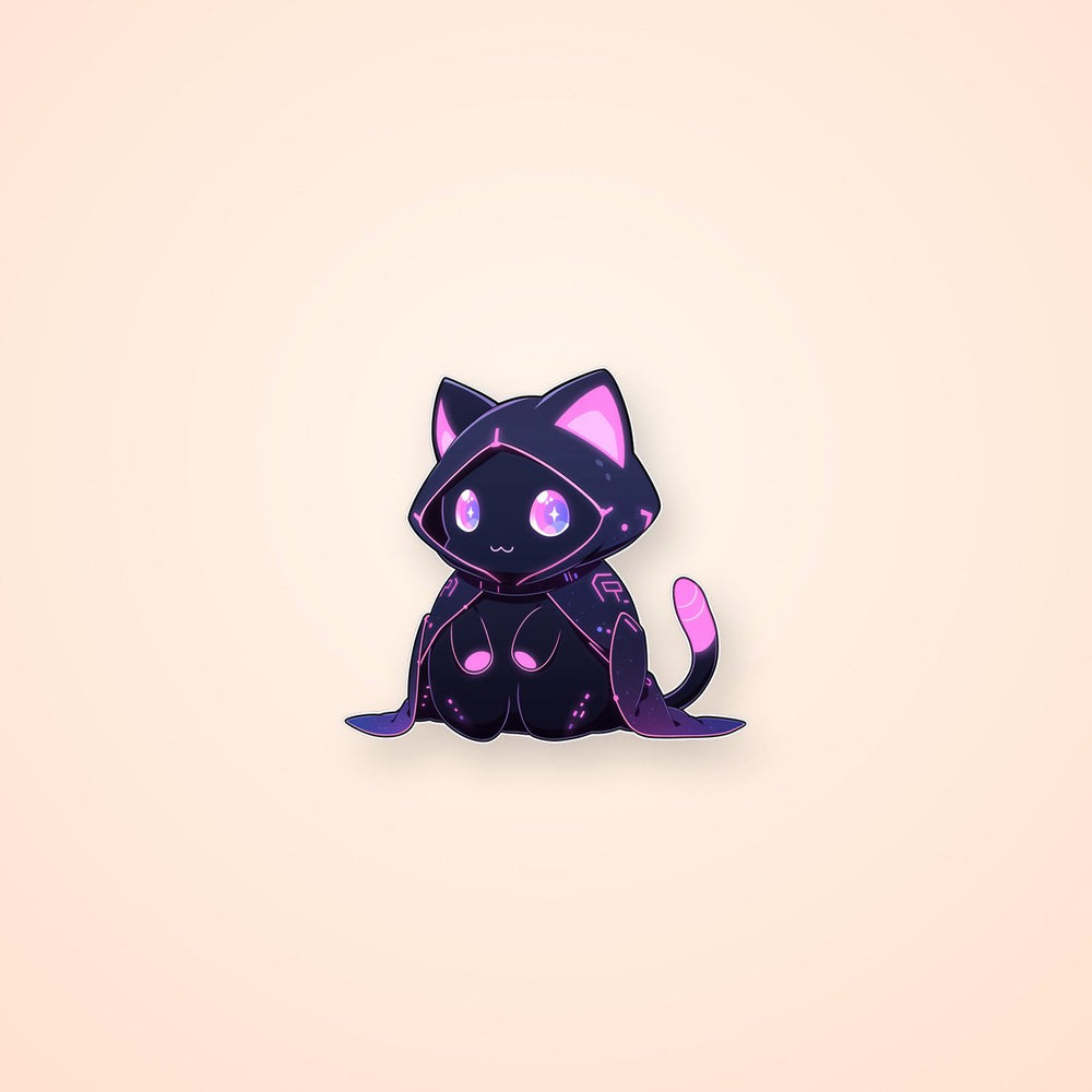 Cute Neon Cat Art Sticker