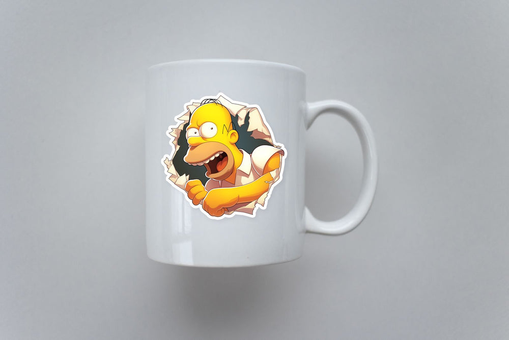 Homer Simpson Breaking Wall Funny Cartoon Sticker