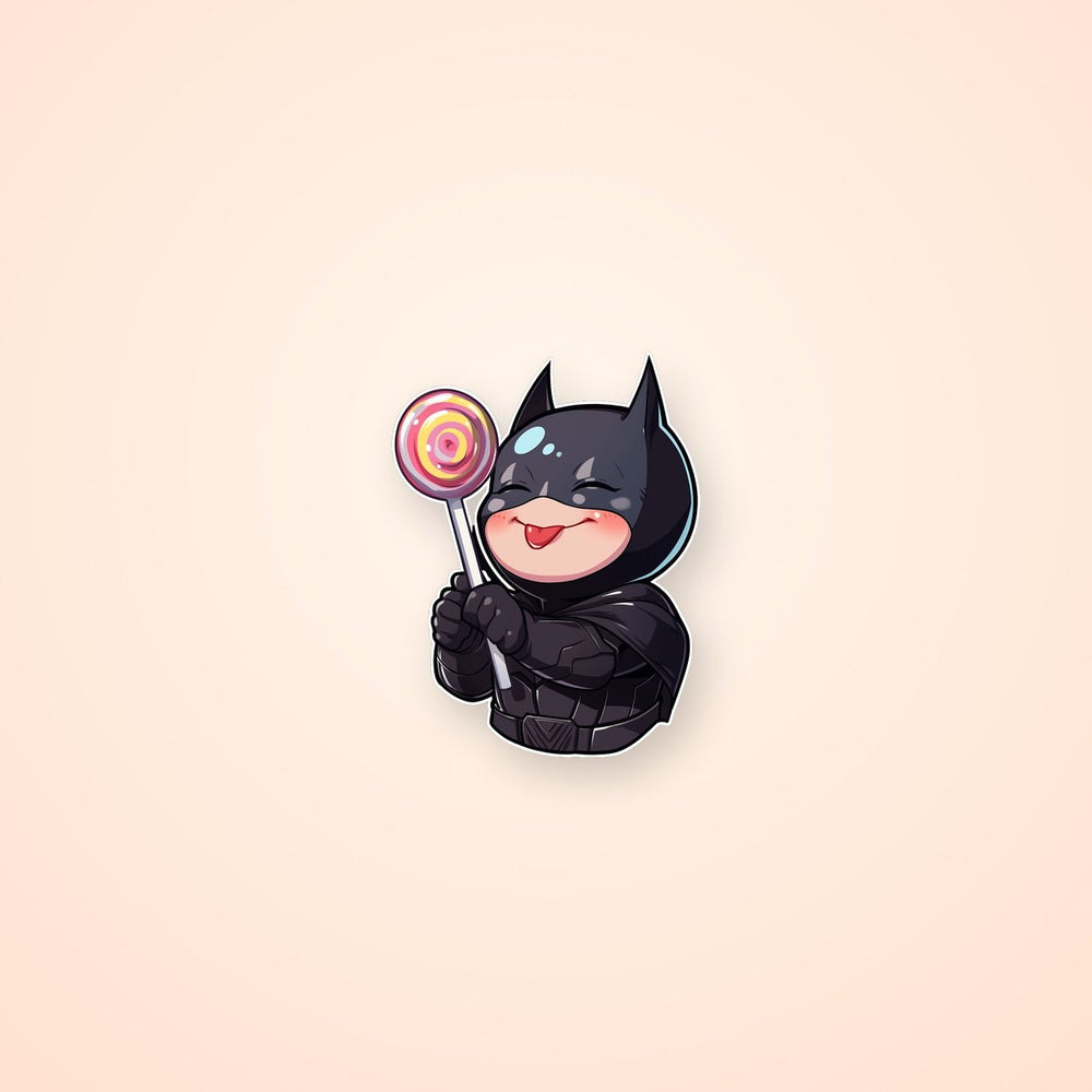 Happy Kid Batman with a Lollipop Sticker