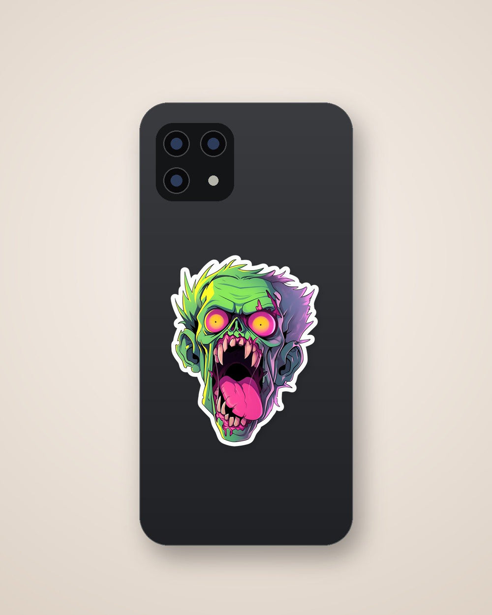 Halloween Green Zombie Head Sticker
