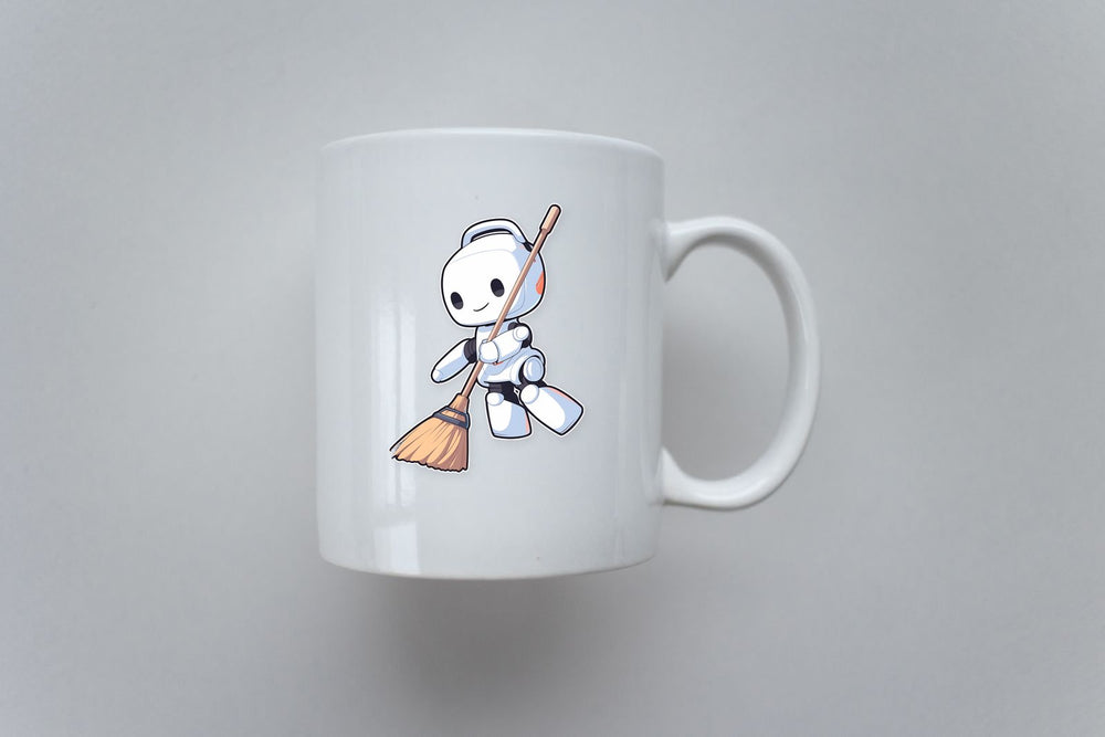 Robot Cleaner with Broom Sticker