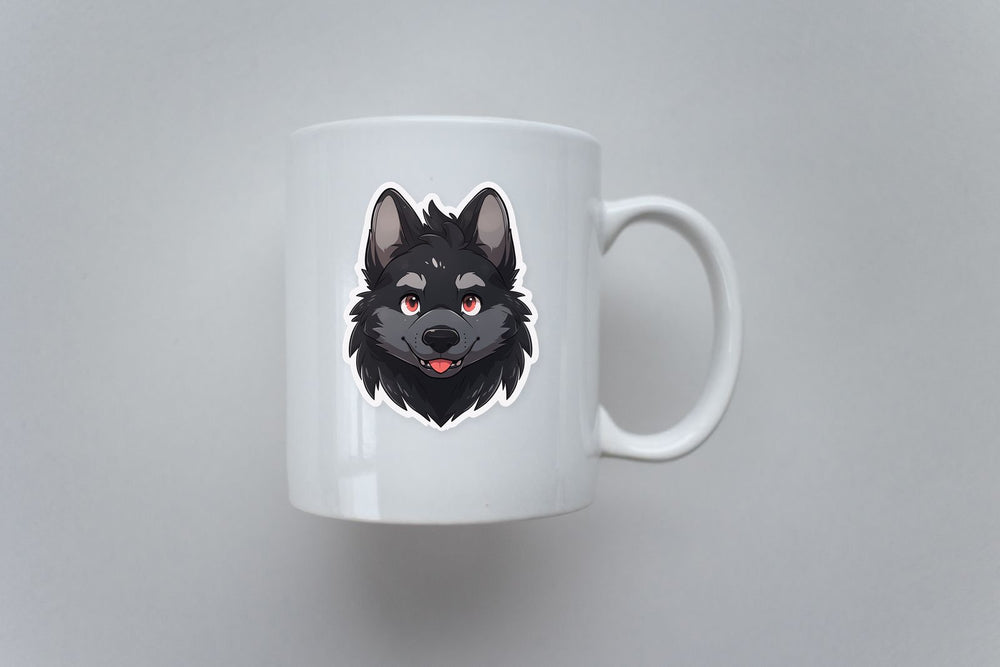 Black Cute Dog Head Sticker