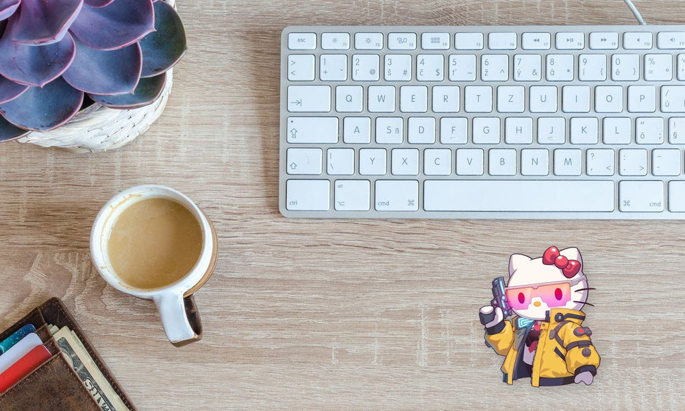 Cyberpunk Hello Kitty Gun Sticker