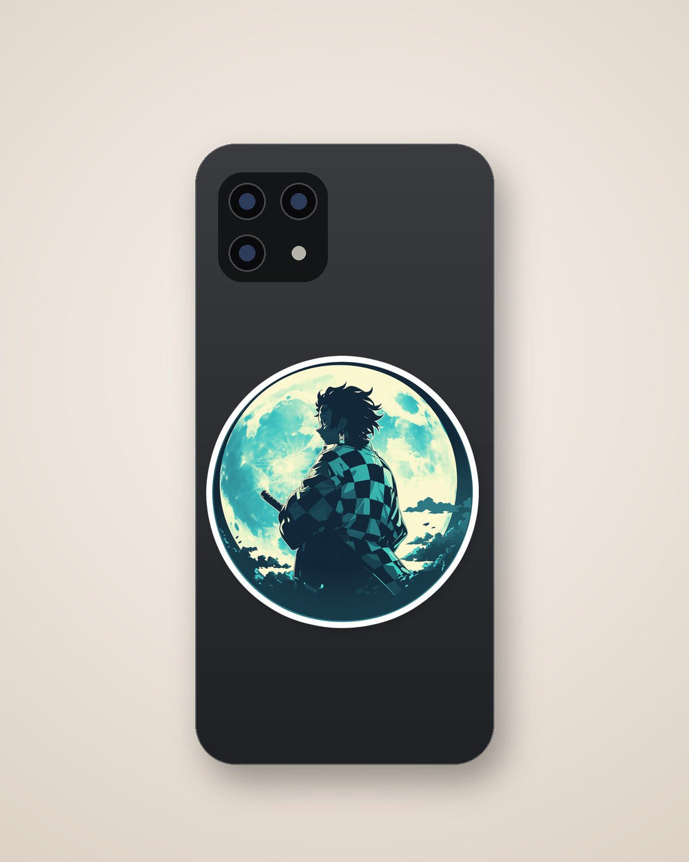 Tanjiro Moonlight Silhouette Anime Sticker