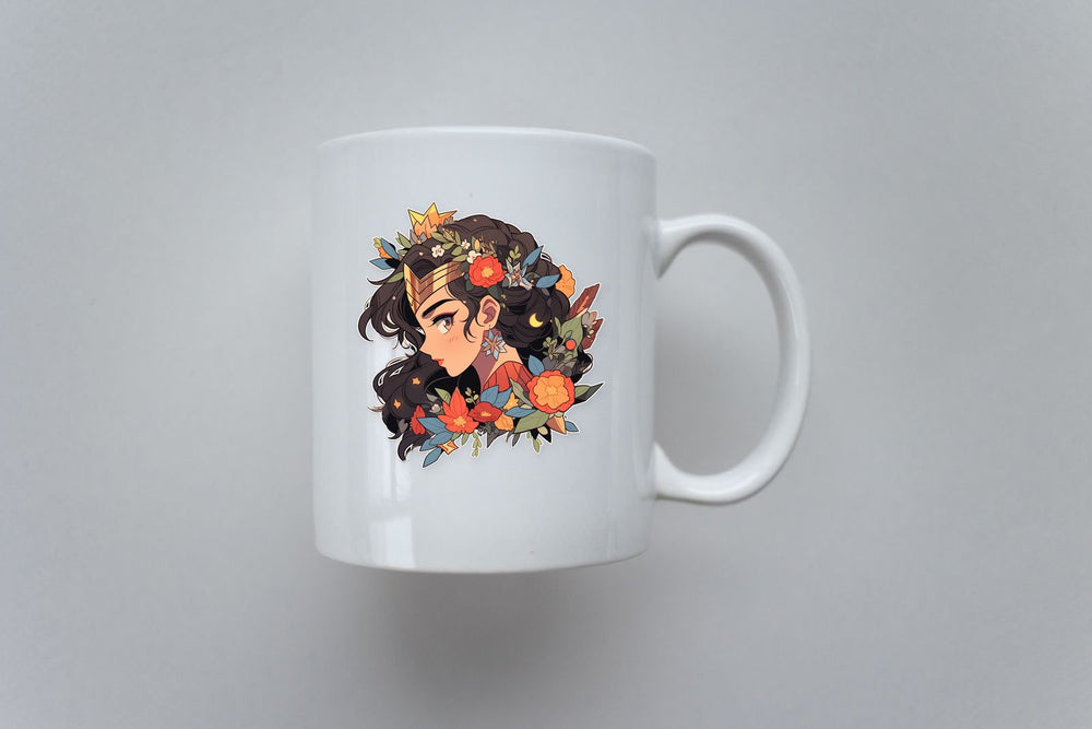 Wonder Woman with Flowers Comic Sticker
