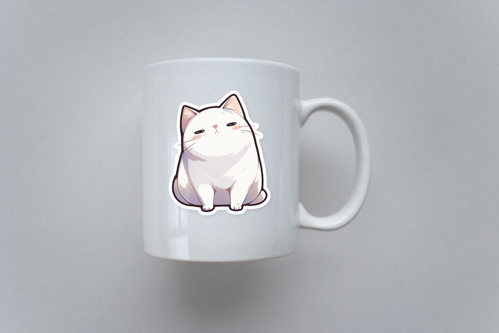 Cool White Cat Sticker