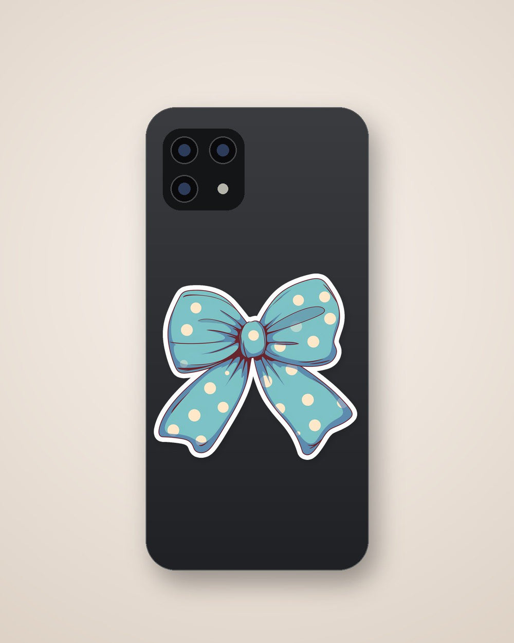 Blue Polka Dot Bow Sticker