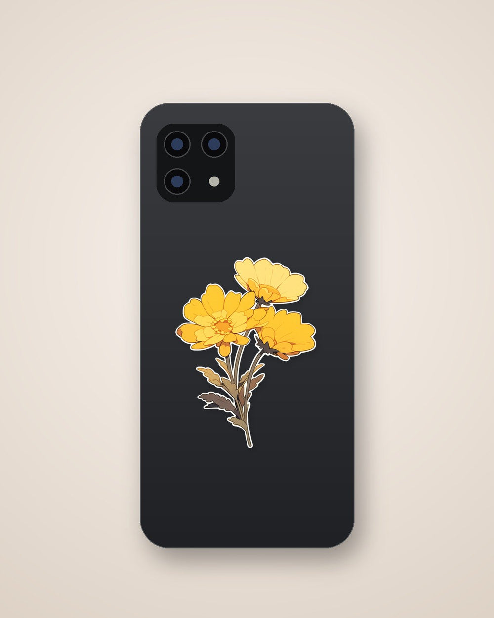 Beautiful Three Yellow Flowers Sticker