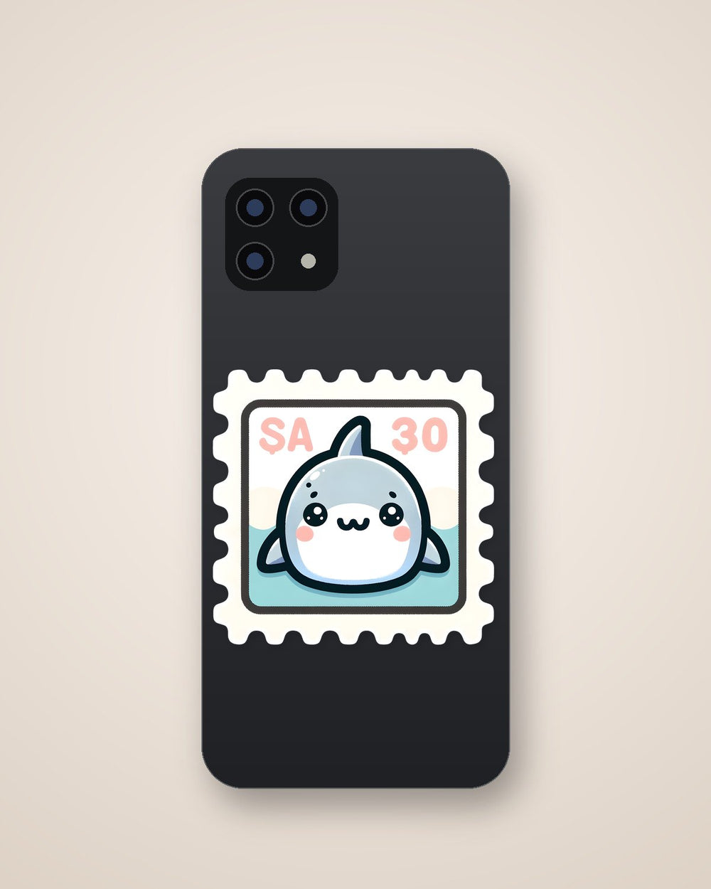 Kawaii Shark Postage Stamp Sticker