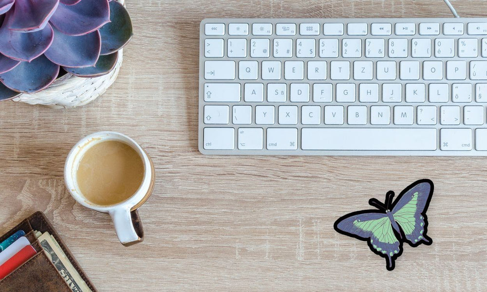 Vintage Teal Butterfly Aesthetic Nature Sticker