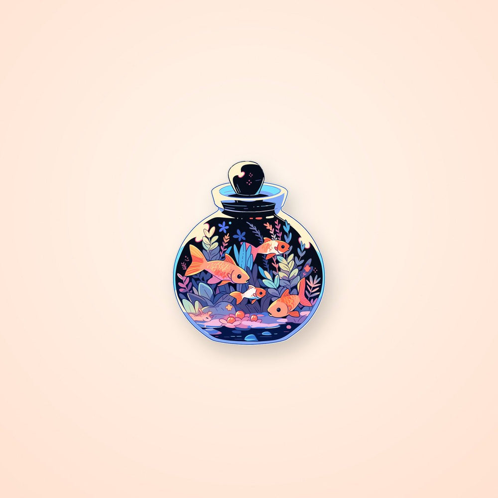 Aquarium with Orange Fish Sticker