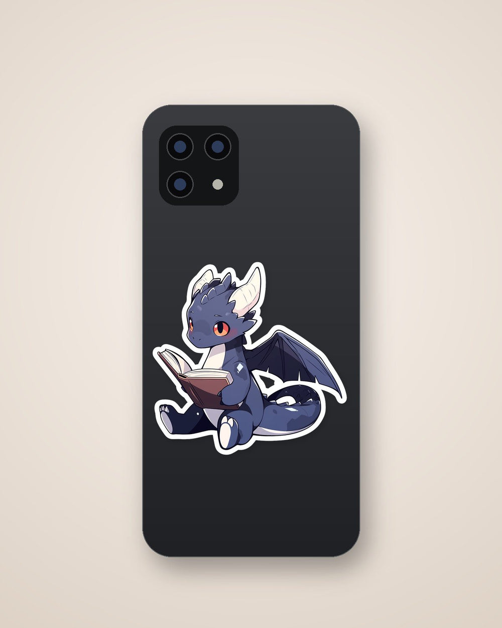 Cute Gray Dragon Reading Book Sticker
